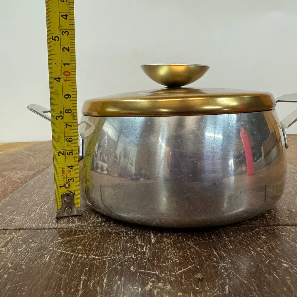 Vintage Regal Ware Aluminum Covered Dutch Oven Pot Pan‎ Gold Silver Kitchenware